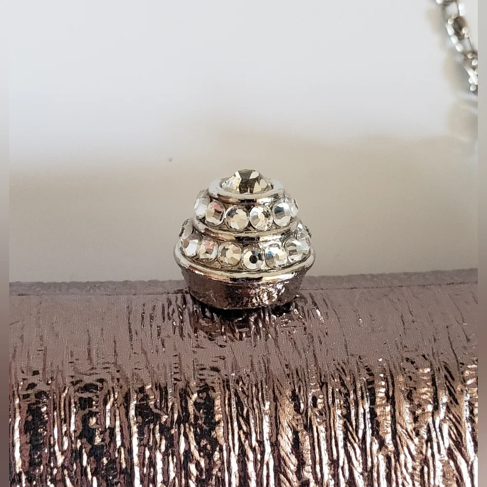 Clutch Metallic Hardcase with Removable Chain and Crystal Accent Closure